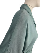 Load image into Gallery viewer, Original 1940's Volup Belted Day Dress in Sage Green Moygashel - Bust 40 42