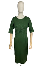 Load image into Gallery viewer, Original 1950's/1960's Forest Green Wool Wiggle Dress with Claw Set Paste Studs - Bust 34 35