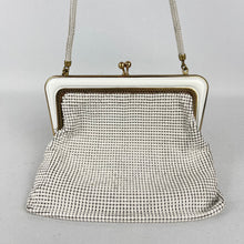 Load image into Gallery viewer, Original Vintage Cream Metal Chain Link Bag with Gold Tone Frame