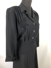 Load image into Gallery viewer, 1940s Black Dress with Applique Detail - Bust 40 42