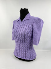 Load image into Gallery viewer, 1940's Reproduction Twisted Cable and Rib Jumper in Jacaranda - Bust 32 33 34