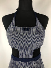 Load image into Gallery viewer, Original 1930s Navy and White Chevron Stripe Woollen Swimsuit - Bust 34 36