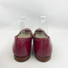 Load image into Gallery viewer, Original 1950’s Burgundy Leather Summer Sandals with Openwork Sides - UK 6 6.5