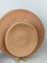 Load image into Gallery viewer, Original 1930s 1940s Soft Pink Straw Hat with Grosgrain Bow Trim