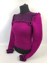 Load image into Gallery viewer, 1940s Reproduction Long Sleeved Jumper in Dark Plum and Magenta - Bust 33 34