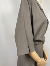 Load image into Gallery viewer, Original 1940s Crepe Dress with Beaded Bodice and Original Belt - Bust 48
