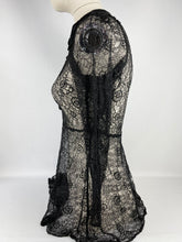 Load image into Gallery viewer, Original 1930s Black Lace Tunic Blouse with Asymmetrical Finish - Bust 32 33 34