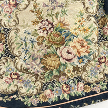 Load image into Gallery viewer, 1920s 1930s Petit Point Black Floral Evening Bag with Gem Set Frame