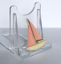 Load image into Gallery viewer, Vintage Early Plastic Pink and Cream Sailing Ship Brooch