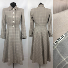 Load image into Gallery viewer, 1940s 11011 Grey and Cream Fit and Flare Check Coat - Bust 34