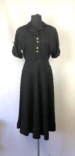 Load image into Gallery viewer, 1950s Black Cocktail Dress with Gold Buttons - B38