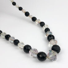 Load image into Gallery viewer, Original 1940s 1950s Black and Clear Faceted Glass Graduated Bead Necklace