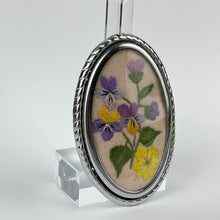 Load image into Gallery viewer, Original 1950's Pink Embroidered Flower Brooch - Vintage Embroidered Brooch