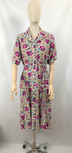 Load image into Gallery viewer, 1940s Floppy Cotton Dress with Pink Roses Print - Bust 40 42