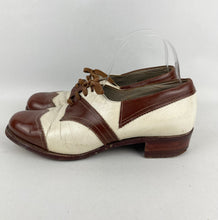 Load image into Gallery viewer, Original 1930's 1940's Two Tone Brown and Cream Leather Spectator Walking Shoes