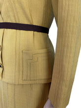 Load image into Gallery viewer, Original 1930's Lightweight Wool Suit in Mustard - Silk Lined - Stunning Buttons - Bust 33 34