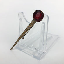 Load image into Gallery viewer, 1930s Gold Tone Brooch with Red Paste Stone