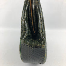 Load image into Gallery viewer, Incredible 1930s 1940s Green Snakeskin and Leather Handbag