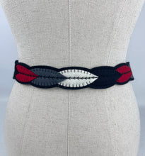 Load image into Gallery viewer, 1940's Style Felt Belt in Black, White, Grey and Red Made From a 1941 Pattern Using Pure Wool Felt - Waist 28.5"