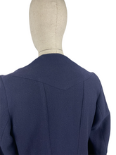 Load image into Gallery viewer, Original 1930s Navy Wool Coat with Beautiful Deco Buttons - Bust 34 36