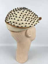 Load image into Gallery viewer, Charming Original 1950's Two Tone Beaded Felt Hat In Cream and Brown *