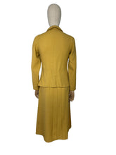 Load image into Gallery viewer, Original 1930's Lightweight Wool Suit in Mustard - Silk Lined - Stunning Buttons - Bust 33 34