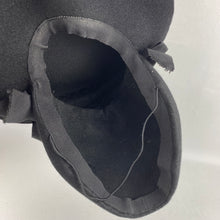 Load image into Gallery viewer, Original 1940s Inky Black Felt Hat with Triple Bow Trim and Black Felt Back