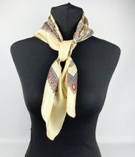 Load image into Gallery viewer, Original Vintage Artificial Silk Scarf in Red, Blue, Cream and Black - Great Headscarf of Turban