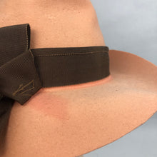 Load image into Gallery viewer, 1930s or 1940s Apricot Felt Fedora with Brown Grosgrain Trim