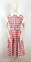 Load image into Gallery viewer, Original 1950s Bold Gingham Check Dress in Red, White and Pink - Bust 36 38 40