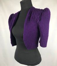 Load image into Gallery viewer, 1940s Style Hand Knitted Bolero in Purple - B34 36