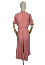 Load image into Gallery viewer, Original 1950's Dusky Pink Day Dress with Burgundy Buttons - Bust 36