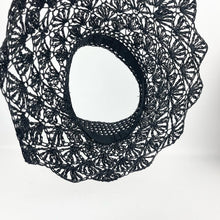 Load image into Gallery viewer, Original 1940's Black Straw Crochet Summer Hat with Open Crown