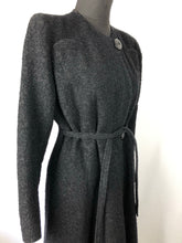 Load image into Gallery viewer, Original 1930s Inky Black Boucle Wool Belted Coat - Bust 36 38