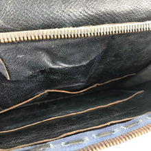 Load image into Gallery viewer, Original 1930s 1940s Navy and Brown Tooled Leather Muff Bag with Sailing Ship Design