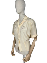 Load image into Gallery viewer, Original 1940's Cream Rayon Blouse with Embroidery - Make Do and Mend - Bust 40 42