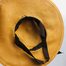 Load image into Gallery viewer, 1940s Wide Brimmed Straw Hat with Floral Trim