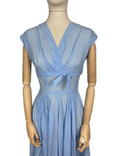 Load image into Gallery viewer, Original 1950's Blue and White Stripe Sundress with Bow Detail - Bust 34 35