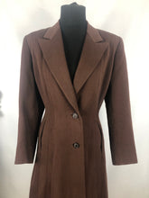 Load image into Gallery viewer, 1940s Chocolate Brown Fit and Flair Grosgrain Princess Coat - Bust 36 38