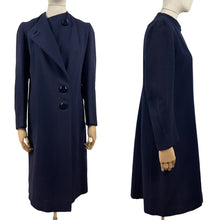 Load image into Gallery viewer, Original 1930s Navy Wool Coat with Beautiful Deco Buttons - Bust 34 36