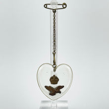 Load image into Gallery viewer, Original 1940's Lucite WW2 RAF Sweetheart Brooch of a Heart Set with Kings Crown and Eagle *