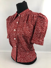 Load image into Gallery viewer, 1940s Reproduction Christmas Blouse in Riley Blake Cotton - Bust 34" 36"