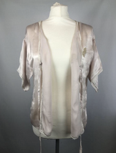 Load image into Gallery viewer, 1930s 1940s Soft Pale Pink Satin Bed Jacket with Applique - B38 40