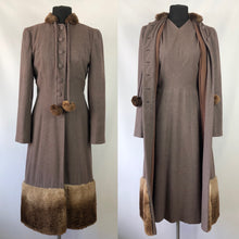 Load image into Gallery viewer, Exceptional 1940s Genuine Fur Trimmed Princess Coat and Dress Set by Reels of Milwaukee - B36