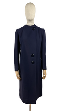 Load image into Gallery viewer, Original 1930s Navy Wool Coat with Beautiful Deco Buttons - Bust 34 36
