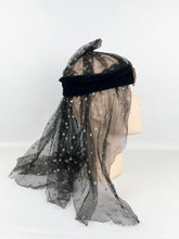 Load image into Gallery viewer, Absolutely Fabulous 1920s 1930s Headdress in Black Velvet, Net and Glitter