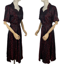 Load image into Gallery viewer, Original 1940’s Black and Red CC41 Dress with Star Print - Bust 40