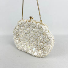 Load image into Gallery viewer, Vintage Iridescent Pastel Sequin Evening Bag with Glass Seed Beads - Made in Hong Kong