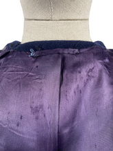 Load image into Gallery viewer, Original 1930s Navy Wool Coat with Beautiful Deco Buttons - Bust 34 36