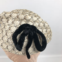 Load image into Gallery viewer, 1950s New Look Hat in Black and White with Bow Trim